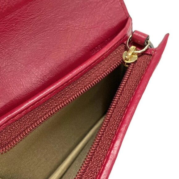 Auth JIMMY CHOO - Raspberry Leather Bifold Wallet - Picture 4 of 5